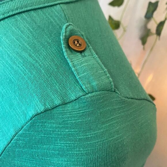 Doublju Women’s V Neck Folded Sleeve Top Size Medium Color Green - Picture 2 of 5